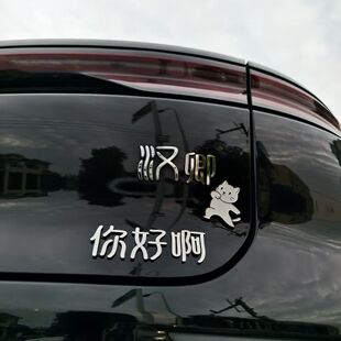 比亚迪汉卿你好啊汽车贴不锈钢材质个性创意文字改装车标贴定制