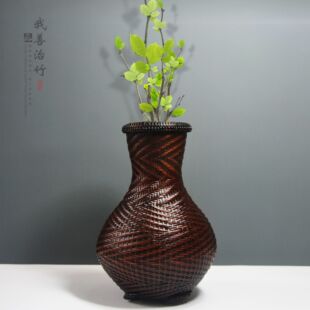 厂家直供竹编花器复古花篮插花竹器手工竹花瓶居家竹摆饰
