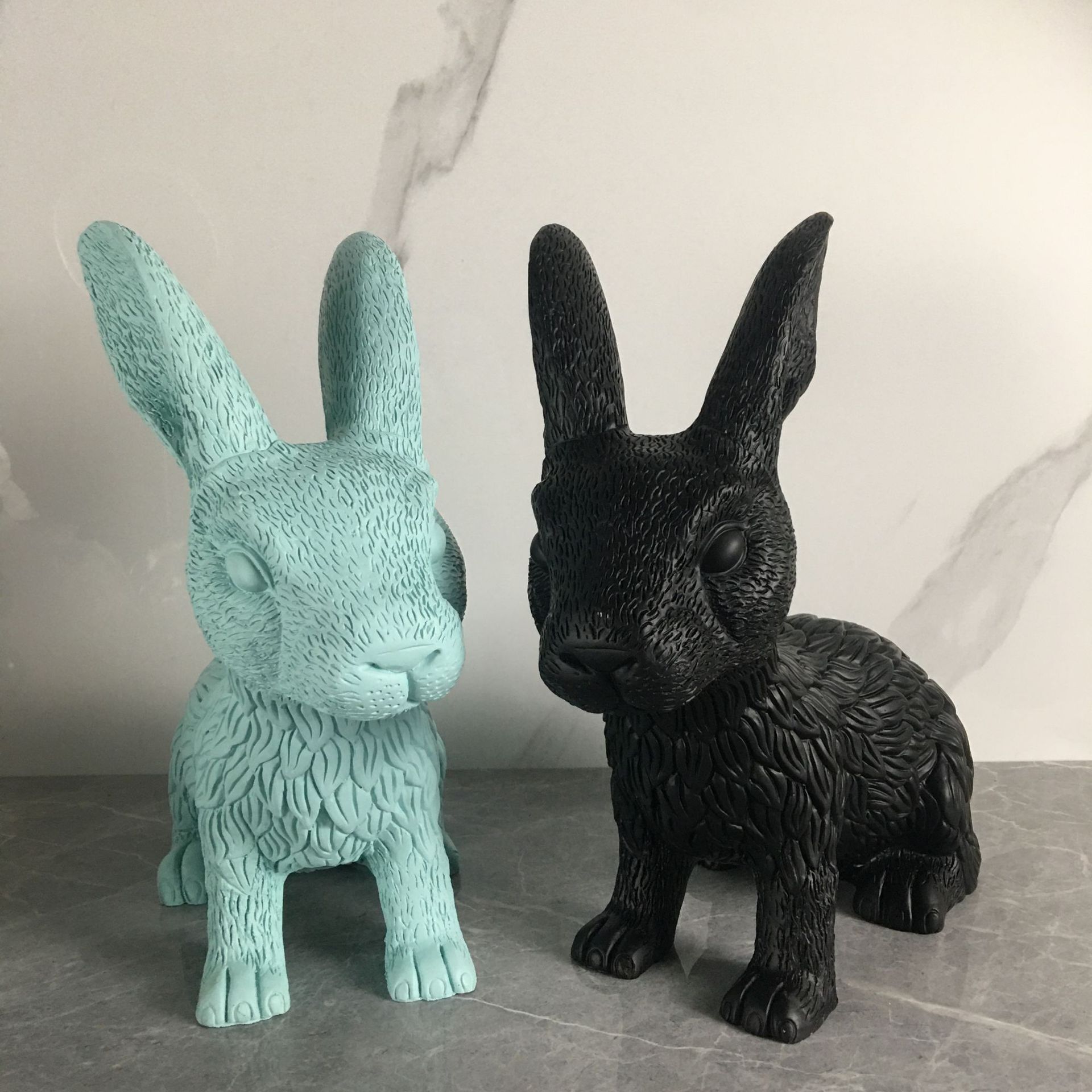 现代简约创意树脂动物模型兔子摆件样板间展厅客厅电视柜软装饰品