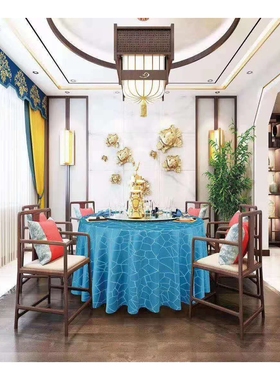 酒店餐厅家用桌布 现代简约饭店方形圆桌布 台布布艺餐红蓝色桌布