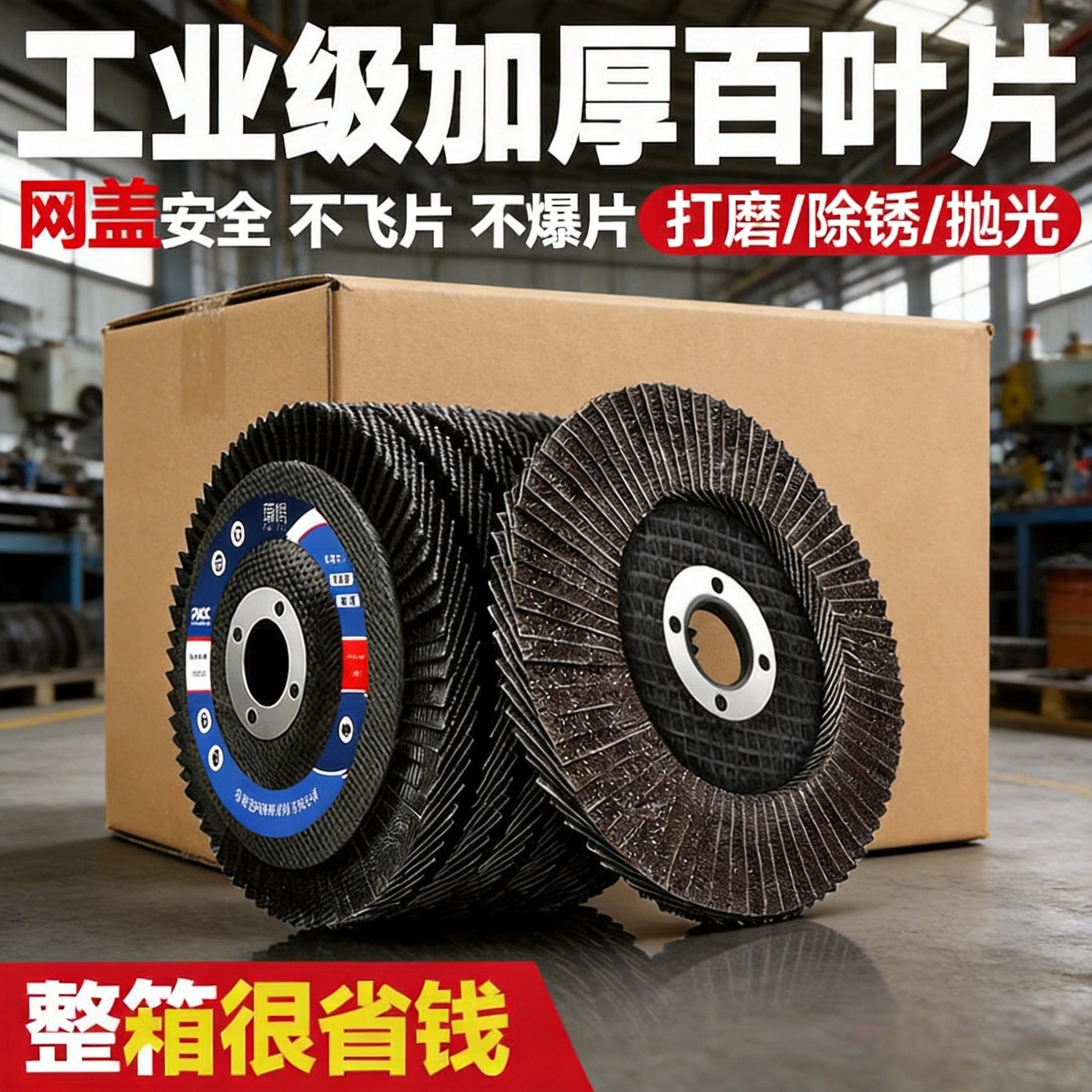 网盖百叶片磨光片百叶轮加厚带网格100角磨机抛光片砂布轮打磨片
