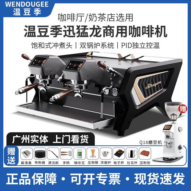 温豆季迅猛龙双头咖啡机商用奶茶店咖啡厅双锅炉系统半自动咖啡机