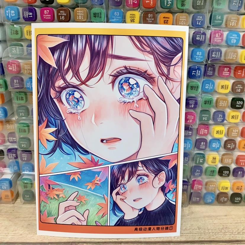 高级动漫人物故事板覆制卡儿童创意艺术明信片记号笔卡通动画人物