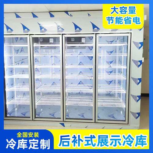 新款跨境后补式冷库玻璃门展示超市便利大容量冷藏库酒水鲜花保鲜