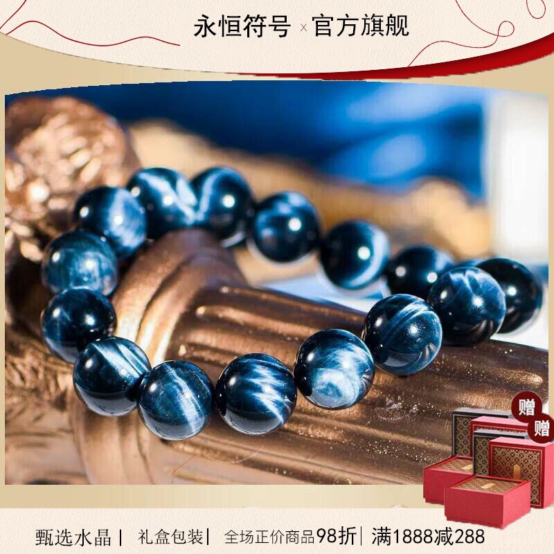 收藏级水晶闪电蓝虎眼石