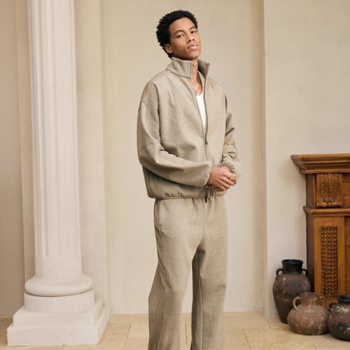 羊绒手感磨毛老钱风拉链卫衣套装