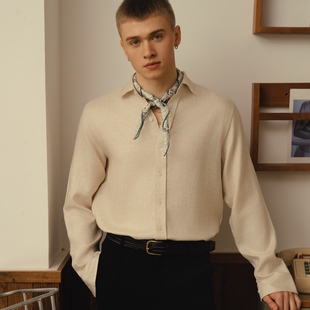 Azure Hues『棣棣同款』亚麻天丝垂感慵懒贵气新贵老钱度假风衬衫