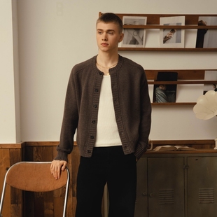 Azure Hues『细腻空气感』针织度假新贵老钱慵懒男女无领开衫毛衣