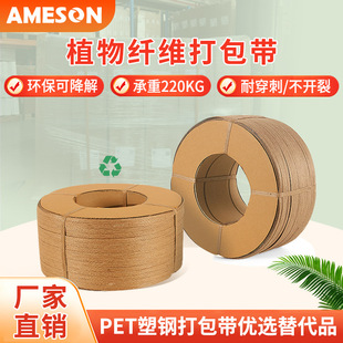 植物纤维打包带12mm宽PET塑钢PP打包带替代品纸打包带机用打包带