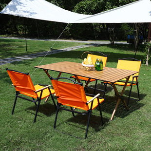 六脚支撑桌椅野餐露营桌户外折叠铝合金蛋卷桌六角形结构可折叠