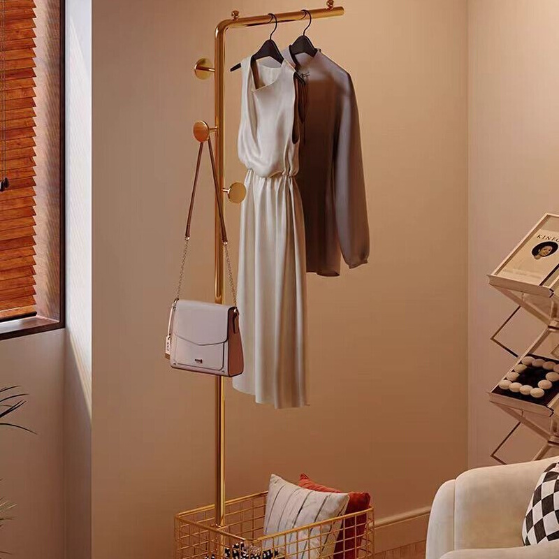 可移动式落地挂衣架置物架卧室宿舍家用室内小型衣帽架晾衣架批发