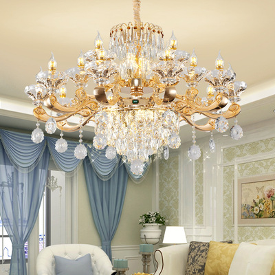欧式水晶吊灯客厅灯轻奢2023年新款奢华大气别墅大厅灯锌合金灯具