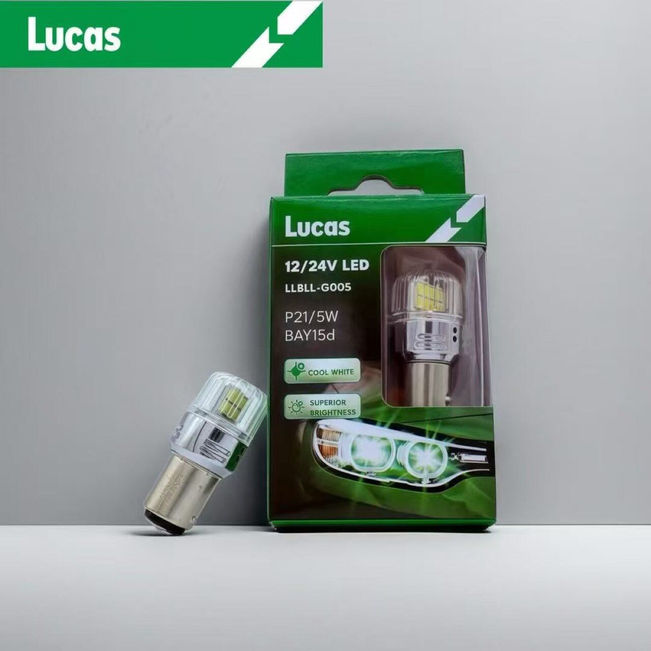 Lucas汽车LED后尾灯泡刹车灯S25示宽灯行车灯12V T20大插泡p21W