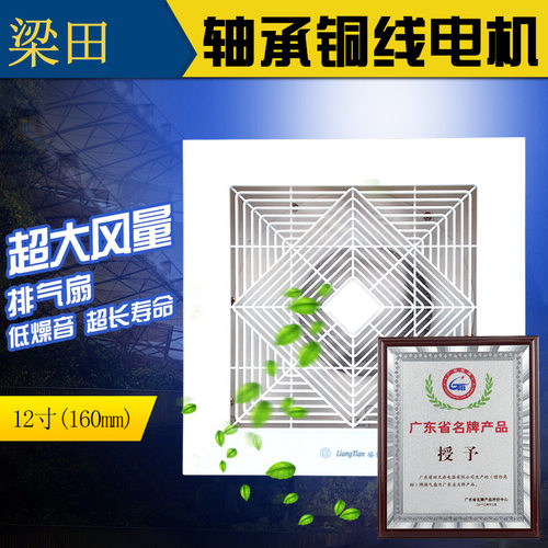 梁田8/10/12寸天花管道式换气扇石膏板吊顶40W抽风机静音排气扇