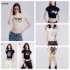黑色短袖 Vone 辣妹上衣女 复古棕色印花耳机短款 t恤修身 SheeE 美式