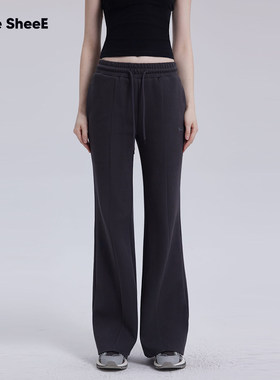 美式运动微喇叭卫裤黑色显瘦直筒休闲裤女夏季2025新款