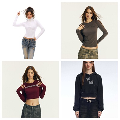 美式复古贴布绣修身上衣