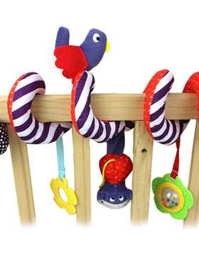 色彩鲜艳床绕/车床挂BB器/摇铃/牙胶紫色小鸟床挂 小鸟床绕