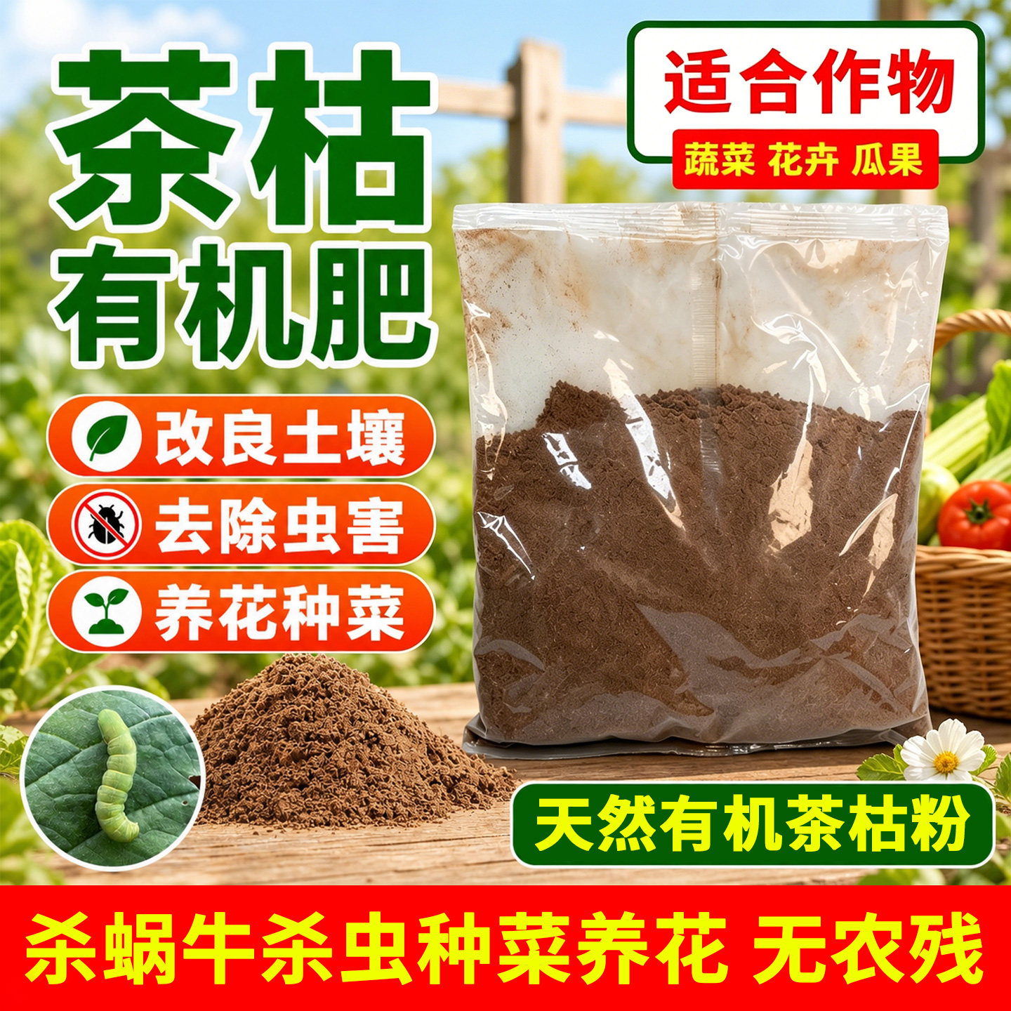 亓墨天然茶枯粉有机化肥 广西茶籽粉农用化肥菜地果园有机肥