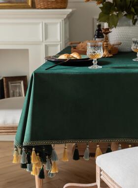 正品深色绿高金丝绒桌布可访问档豪华高端斯堪的纳维亚美国古餐桌