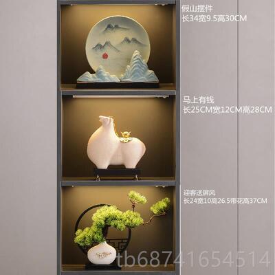 正品新中式葫山瓷盘摆件高办端大气装芦饰品工艺客厅博古架公假室