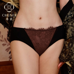 春瓷CHUNCI长安西市系列【缃色底裤】蕾丝女士三角裤绵裆透气抗菌
