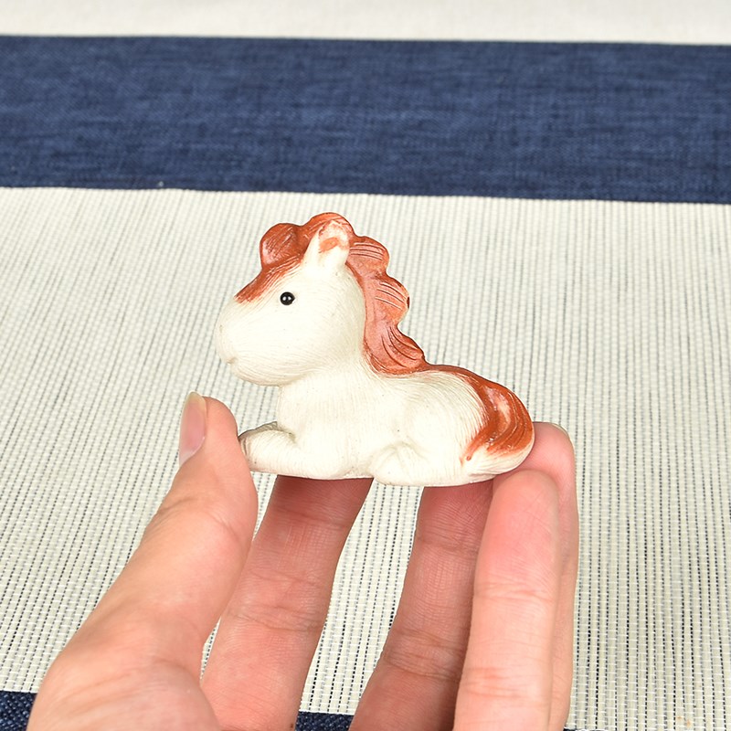 紫砂茶宠马迷你小号摆件儿童精品可养创意可爱纯手工拉毛十二生肖