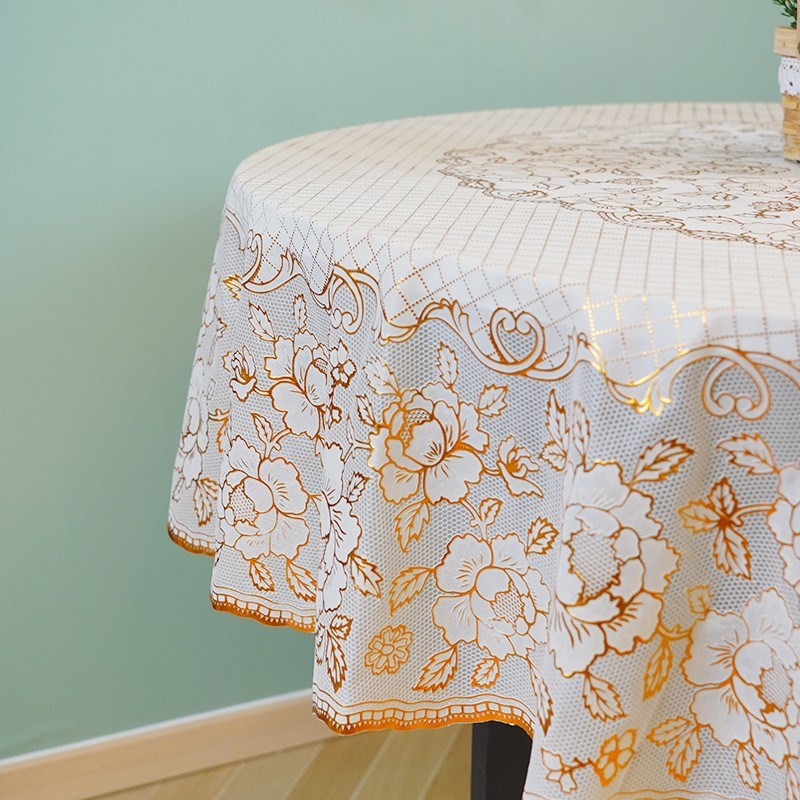 加厚桌布防水防烫防油免洗大圆形餐桌布家用pvc塑料台布新年餐厅