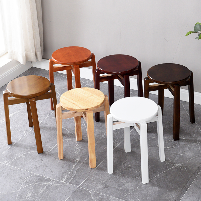 实木圆凳餐桌凳子家用木凳仿古艺术凳茶几凳矮凳曲木板凳整装