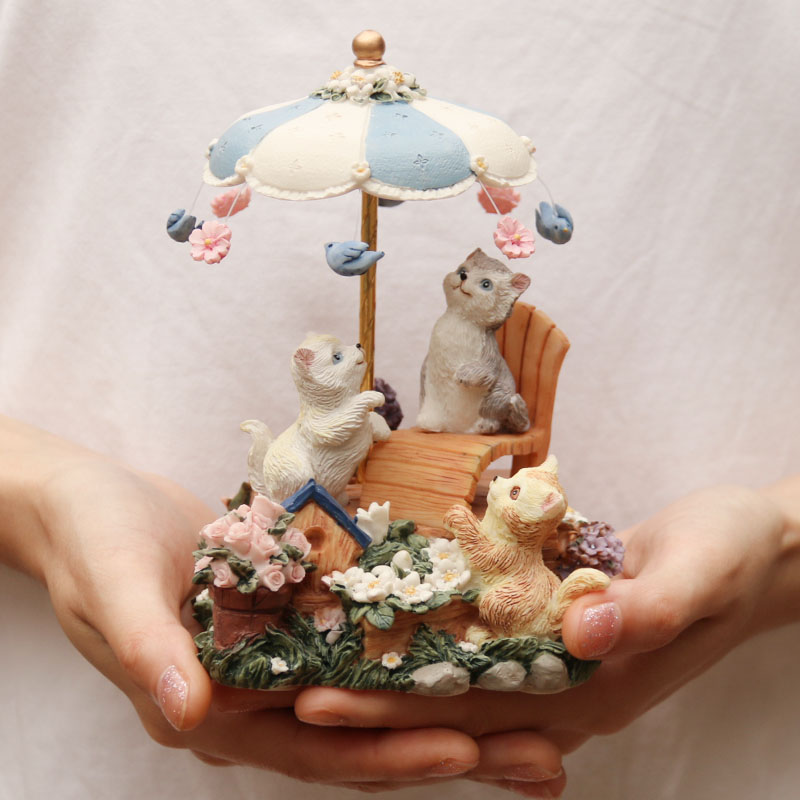 可爱猫咪摆件音乐盒八音盒女生欧式旋转生日毕业儿童朋友闺蜜礼物