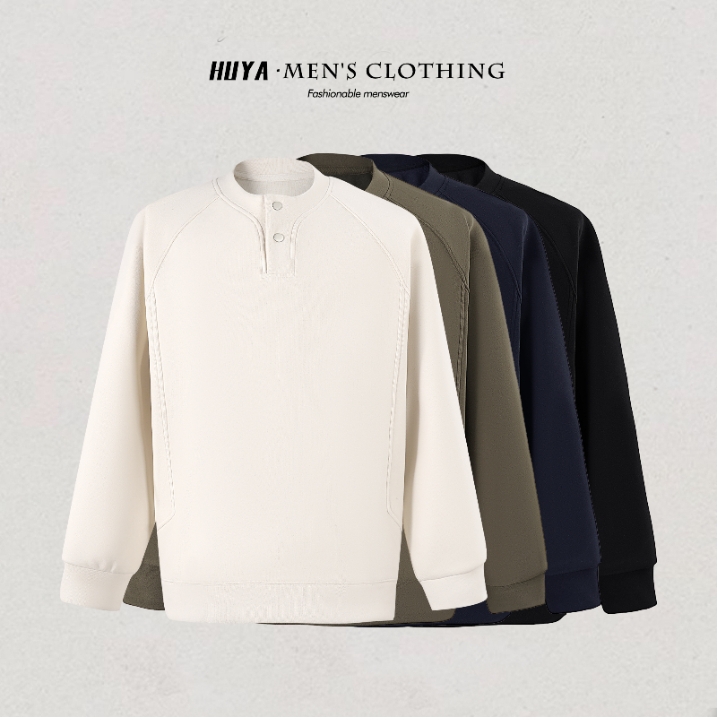 虎牙兄弟冬季桑蚕丝双面绒纯色羊毛慵懒感时尚长袖圆领卫衣M66866