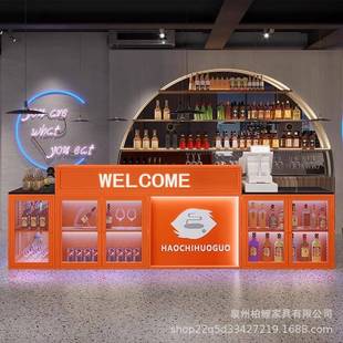 铁艺工业风吧台收银台网红潮店台球厅奶茶店转角前台健身房接待台