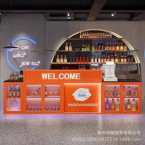 铁艺工业风吧台收银台网红潮店台球厅奶茶店转角前台健身房接待台