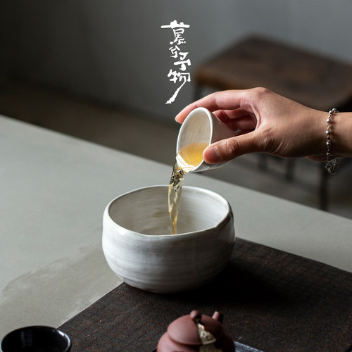 慕兮手拙粉引建水陶瓷茶洗杯洗家用泡茶茶渣废水缸新中式桌面水盂