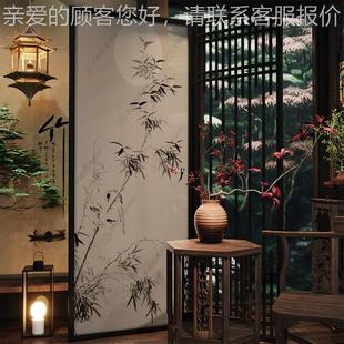 中古GP 风实木图厅折屏家用禅意竹子案可折叠移动墙角饰客阳 C87装