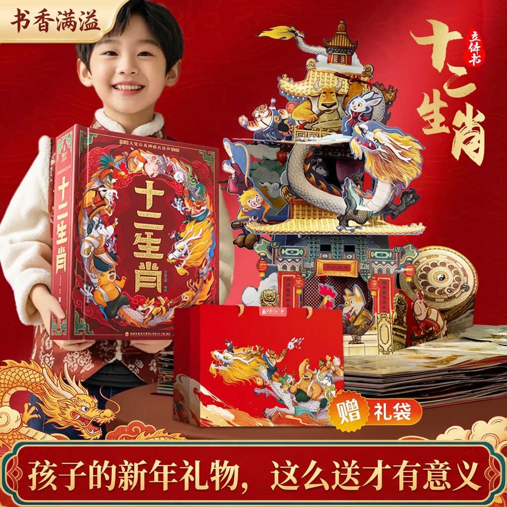 【新年礼物】青葫芦十二生肖3d立体书男孩女孩礼物儿童绘本科普百科全书传统文化小学生课外书幼儿园3-12岁翻翻书机关书玩具12生肖,书籍/杂志/报纸,儿童文学,淘宝优惠券,粉丝福利购,淘宝优惠卷