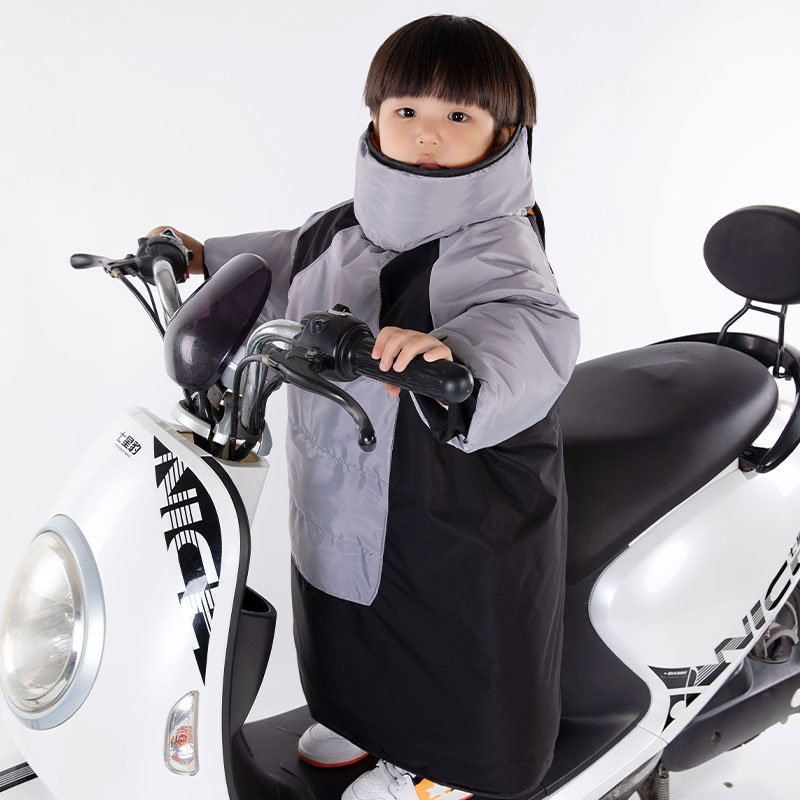 儿童电动车挡风被冬季保暖t加绒加厚挡风衣防水小童防风罩衣服冬