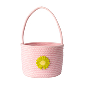 花篮手提花筐f编织篮子小花篮棉线手工插花花艺花童野餐篮子购物