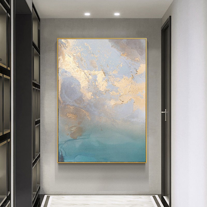 别墅玄关b山水挂画客厅新中式壁画办公室风景装饰画竖版走廊过道图片