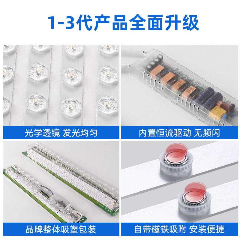 led灯条替换全光谱吸顶灯灯z芯超亮护眼灯珠智能调光长条磁吸灯带