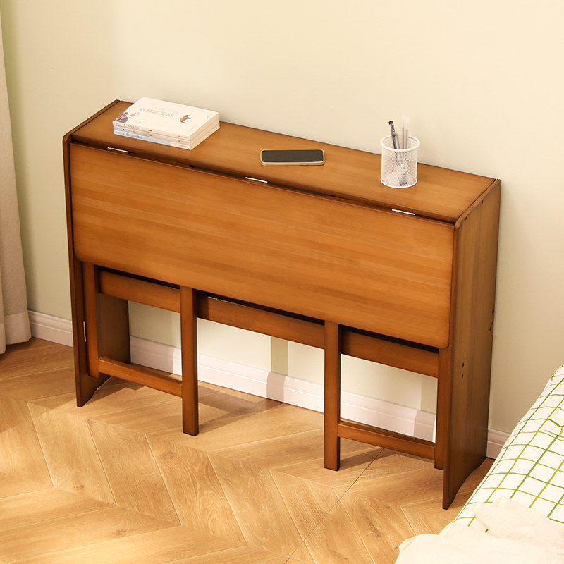 折叠书桌电脑桌子办公桌学生家用小型台J式实木卧室工作台床边写
