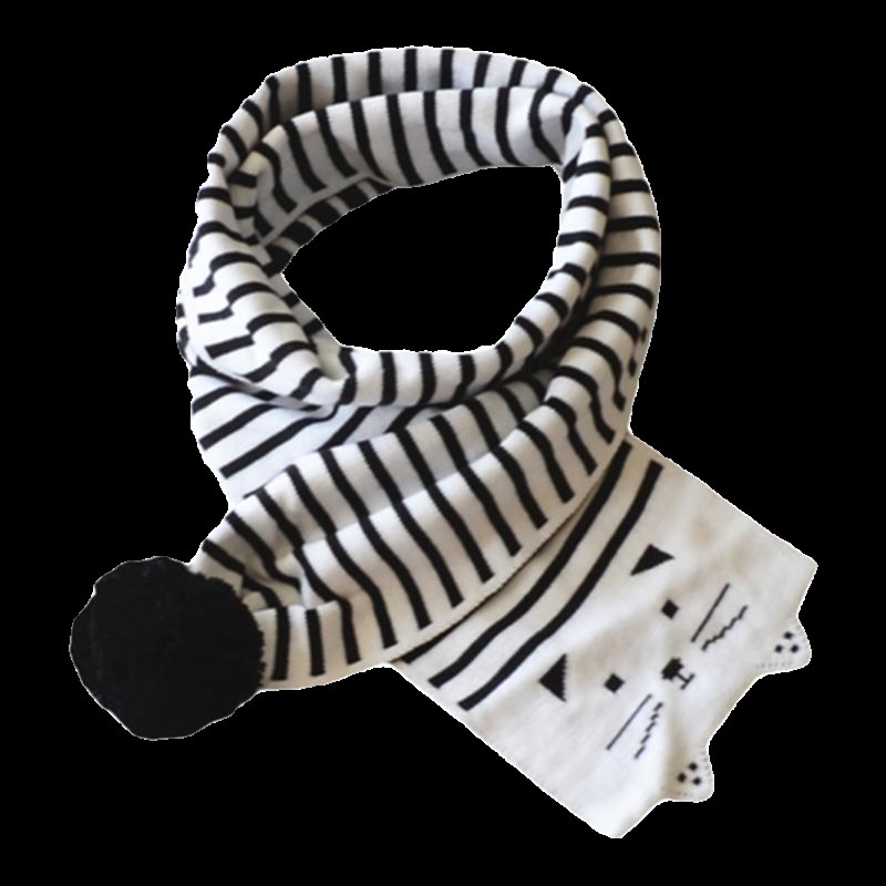 秋冬季新款宝宝可爱猫咪针织围巾C婴幼儿男女童韩版条纹保暖围脖