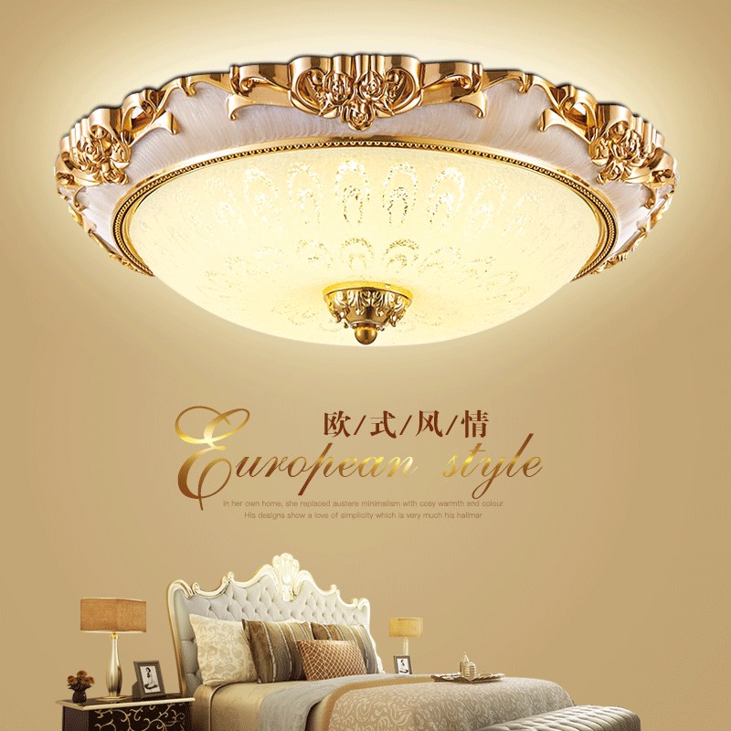 LED欧式吸顶灯卧室灯温馨浪漫圆形客厅餐厅阳台T过道方形房间灯具