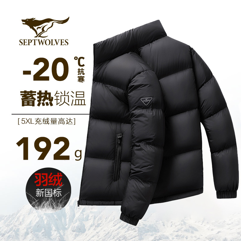 七匹狼日常休闲立领重磅羽绒服