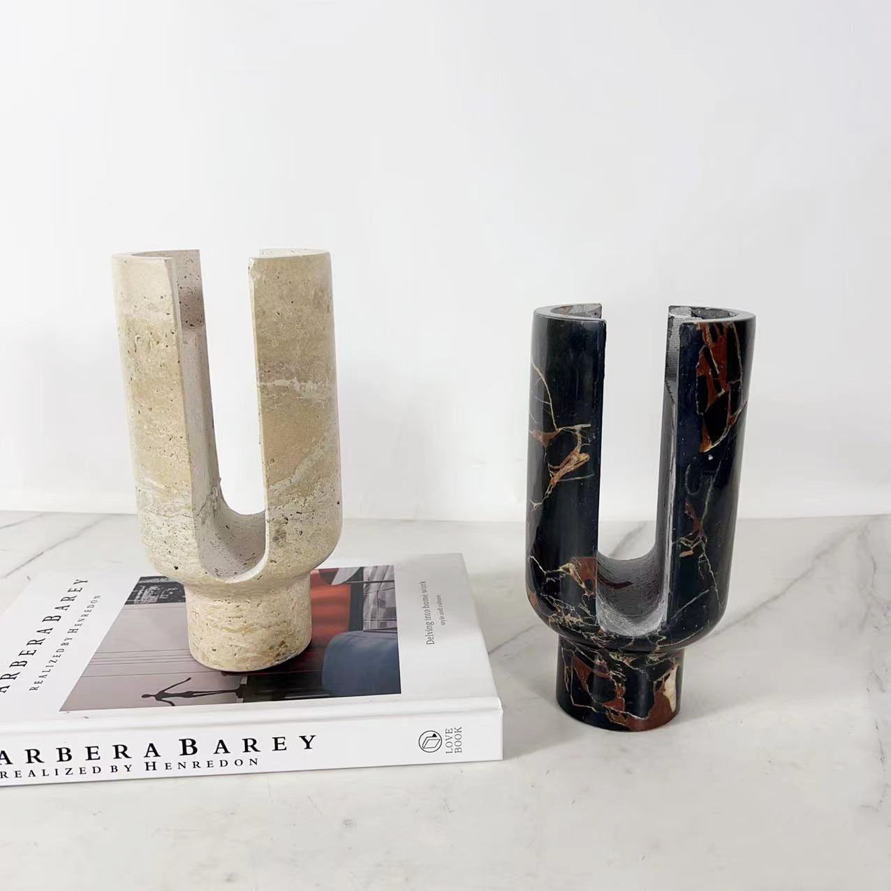 现代轻奢天然大理石复古烛台摆件样板间家居客厅茶几桌面软装饰品,模玩/动漫/周边/娃圈三坑/桌游,文化/体育周边,淘宝优惠券,粉丝福利购,淘宝优惠卷