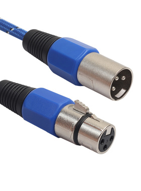 厂家蓝色编织网XLR公对母三芯麦克风卡农线3米 专业无损线材