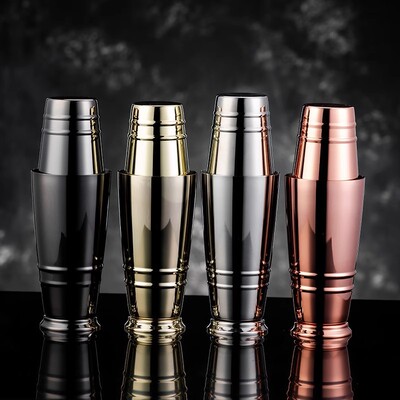 酒吧带底座波士顿不锈钢摇酒器壶Shaker双厅调酒器用具