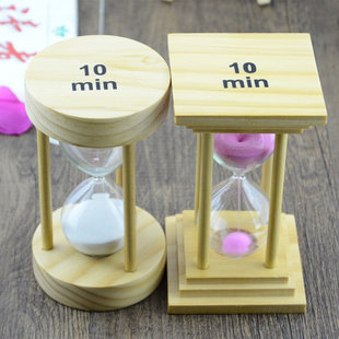 十分钟时间木质底座沙漏 精品原木计时器 创意学习倒计时桌面摆件