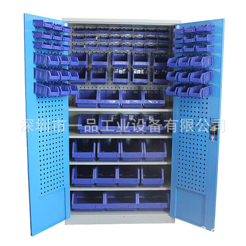 一品重型工具柜 双开门车间置物柜 五金工具车隔板工具储物柜挂钩