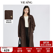棕色长款 VIEA.ING薇迎商场同款 新款 风衣外套女2026春季 上衣 韩式